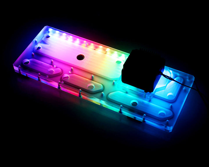 Bykski Distro Plate for Cougar Conquer 2 - Frosted PMMA w/ 5v Addressable RGB (RBW) (RGV-CG-ZFZ-VG-P-F-K)