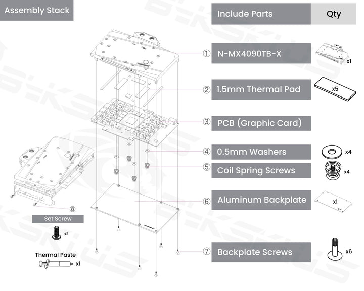 Bykski Full Coverage GPU Water Block and Backplate For MAXSUN GeForce RTX 4090 Turbo24G (N-MX4090TB-X)