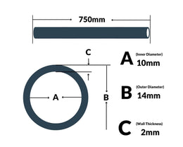 Bykski 10mm ID x 14mm OD Rigid PETG Tube - 2x 750mm - Clear