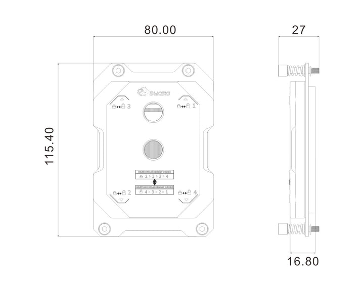 Bykski CPU-SRSP3-X (LGA4094) EPYC Server CPU Water Cooling Block - Full Metal - Nickel Plated - Gray (Socket SP3)