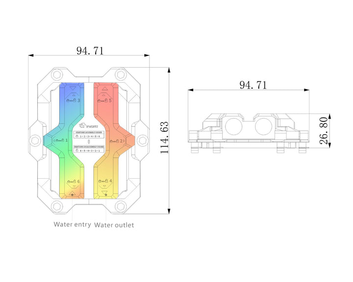 Bykski CPU-SRSP5-S-X AMD EPYC CPU Water Cooling Block - Full Metal - Nickel Plated - Gray (Socket SP5)