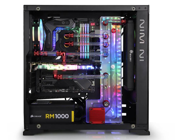 Bykski Distro Plate For InWin 805 - FROSTED PMMA w/ 5v Addressable RGB (RBW) - Pump Included (RGV-INW-805-P-F-K)