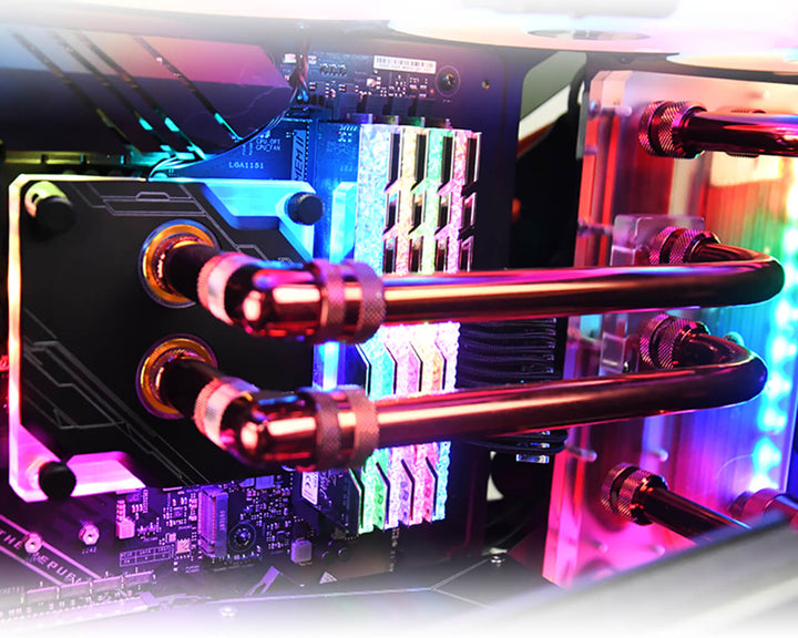Bykski Distro Plate for Cougar Conquer 2 - Frosted PMMA w/ 5v Addressable RGB (RBW) (RGV-CG-ZFZ-VG-P-F-K)