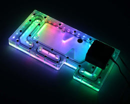 Bykski Distro Plate For InWin TOU1.0 - FROSTED PMMA w/ 5v Addressable RGB (RBW) - Pump Included (RGV-INW-TOU1.0-P-F-K))