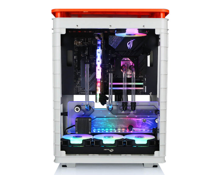 Bykski Distro Plate For InWin Alice - FROSTED PMMA w/ 5v Addressable RGB (RBW)- Pump Included (RGV-INW-Alice-P-F)