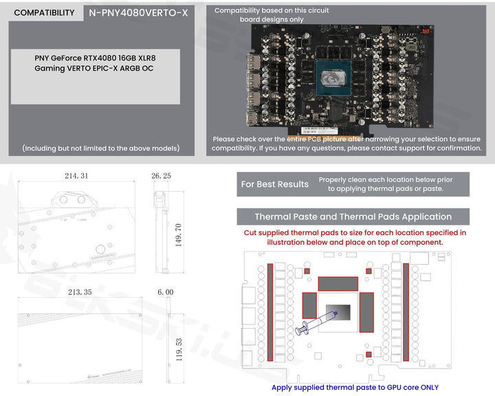 Bykski Full Coverage GPU Water Block and Backplate For PNY GeForce RTX4080 16GB XLR8 Gaming VERTO EPIC-X ARGB OC (N-PNY4080VERTO-X)