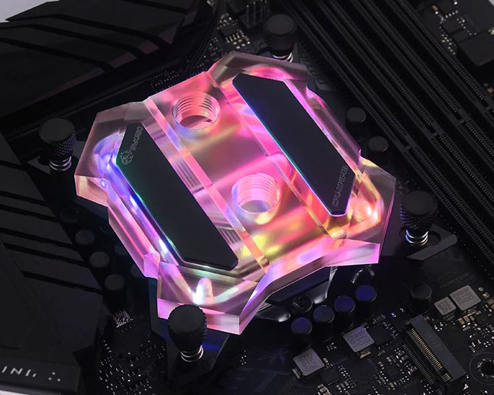 Bykski CPU-XPH-T8 CPU Water Cooling Block - PMMA - Black Accent w/ 5v Addressable RGB (RBW) (LGA 115x / 20xx)