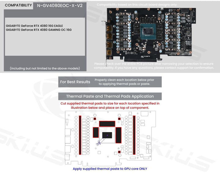 Bykski Metal/POM GPU Water Block and Backplate For GIGABTYE GeForce RTX 4080 Eagle/Gaming 16G (N-GV4080EOC-X-V2)