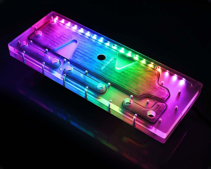 Bykski Distro Plate For Lian Li PC-011 - Frosted PMMA w/ 5v Addressable RGB (RBW) (RGV-LAN-011-P-F-K)