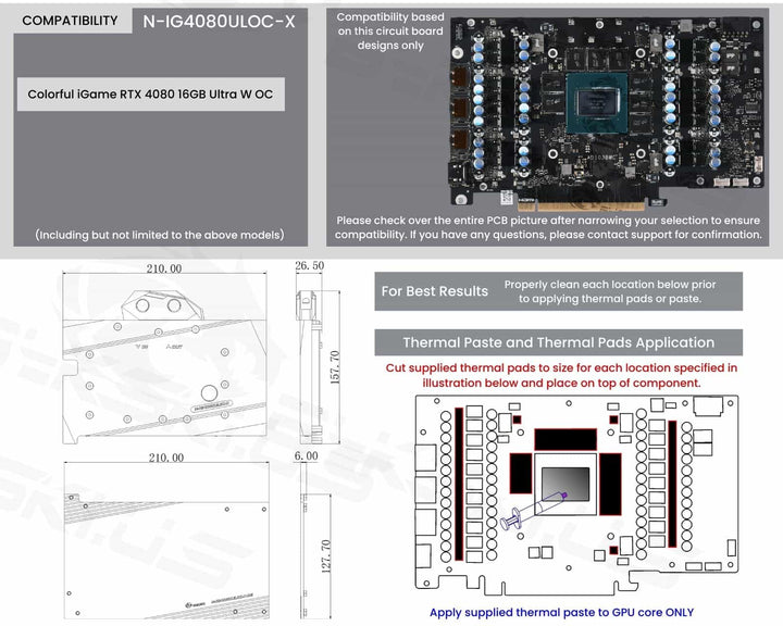 Bykski Full Coverage GPU Water Block and Backplate for Colorful iGame RTX 4080 16GB Ultra W OC (N-IG4080ULOC-X)