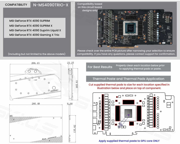 Bykski Full Coverage GPU Water Block and Backplate for MSI GeForce RTX 4090 Gaming X Trio (N-MS4090TRIO-X)