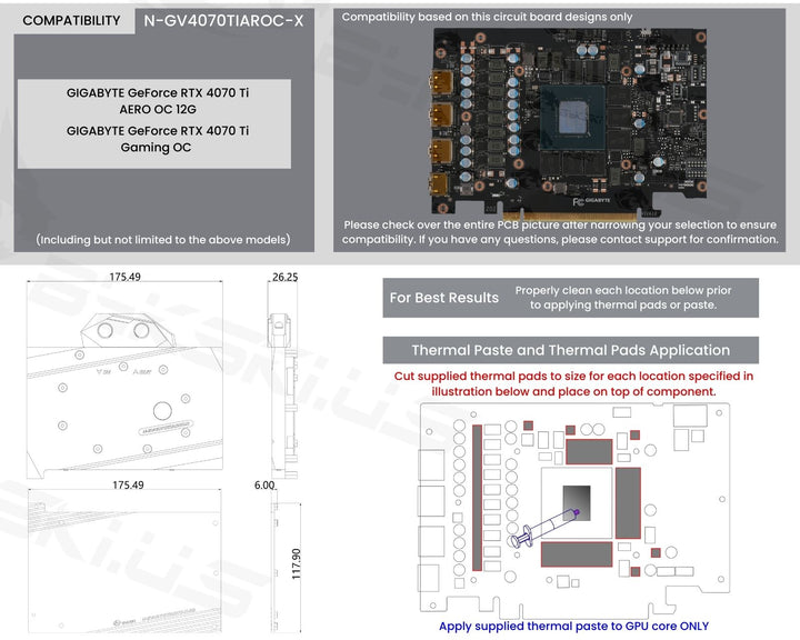 Bykski Full Coverage GPU Water Block and Backplate For GIGABYTE GeForce RTX 4070 Ti AERO/Gaming OC  (N-GV4070TIAROC-X)