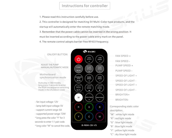 Bykski 8+4 5V Addressable RGB (RBW) Light Controller Module (B-RBW-C8-V5)