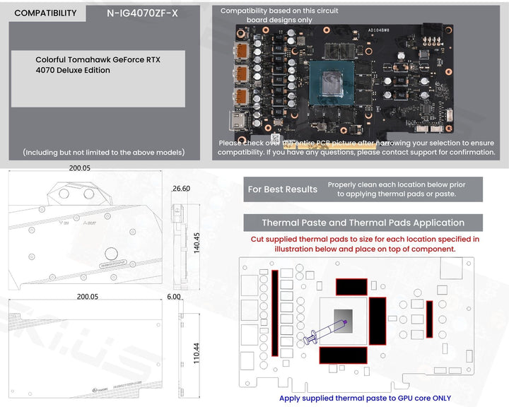 Bykski Full Coverage GPU Water Block and Backplate For Colorful iGame Tomahawk GeForce RTX 4070 Deluxe Edition (N-IG4070ZF-X)