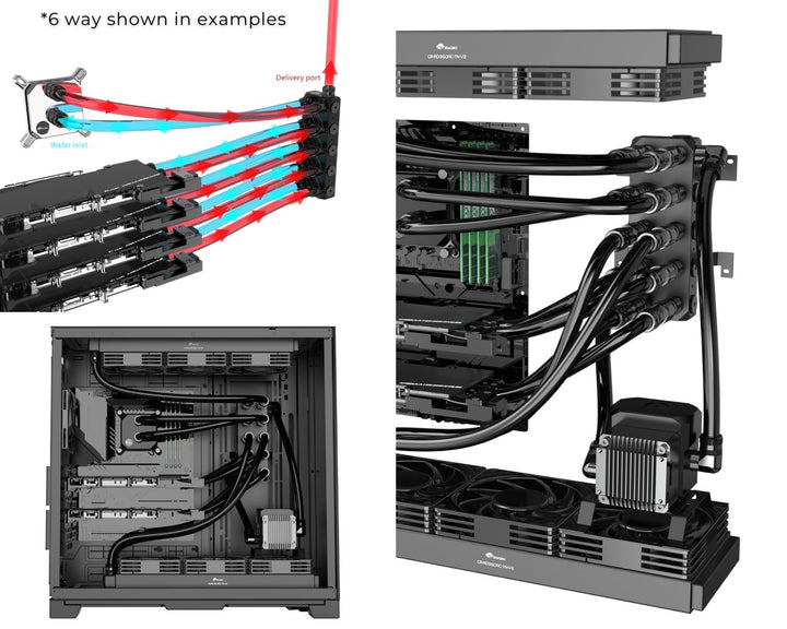 Bykski Versatile POM Fluid Distribution/Routing Block Engineered For 24-Hour Reliability (B-DP-6WAY-X)