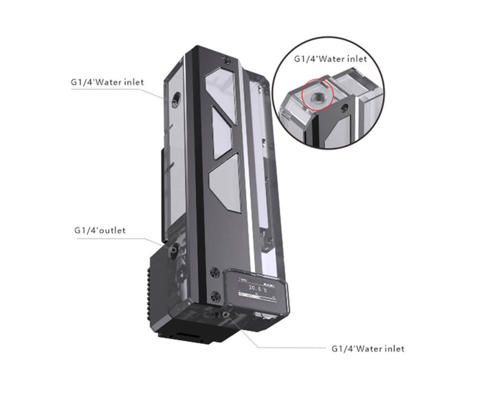 Bykski DDC Pump / 180mm Reservoir Station w/ Temp Digital Display and 5v Addressable RGB (RBW) (CP-DDC-X-TK180-V2)