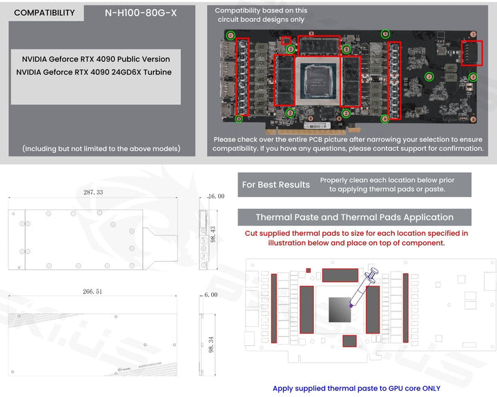 Bykski Metal/POM GPU Water Block and Backplate For NVIDIA Geforce RTX 4090 Public Version (N-RTX4090-X)