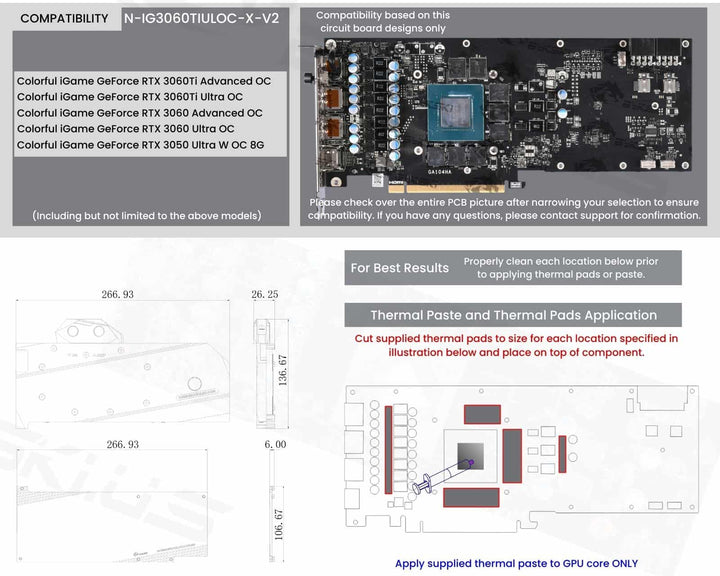 Bykski Full Coverage GPU Water Block and Backplate for Colorful iGame RTX 3060/3060Ti (N-IG3060TIULOC-X-V2)