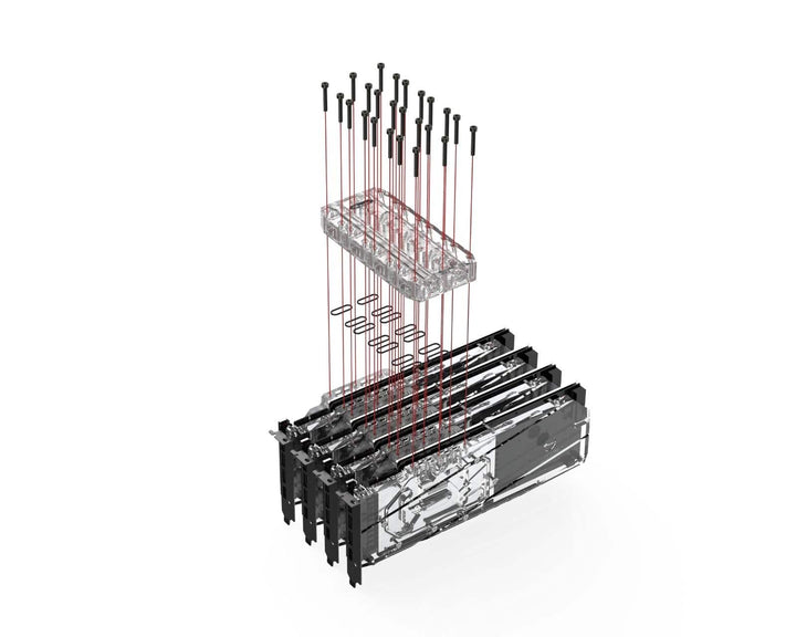 Bykski Quad GPU 40mm SLI/CF Connection Bridge Block for TC Blocks - (B-L3-4WAY-TC)