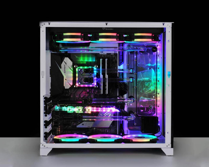 Bykski Distro Plate For Lian Li PC-011 - Frosted PMMA w/ 5v Addressable RGB (RBW) (RGV-LAN-011-P-F-K)