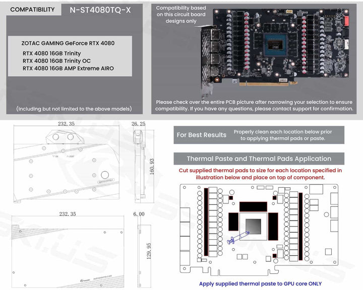 USED:Bykski Full Coverage GPU Water Block and Backplate for ZOTAC Gaming RTX 4080 Trinity (N-ST4080TQ-X)