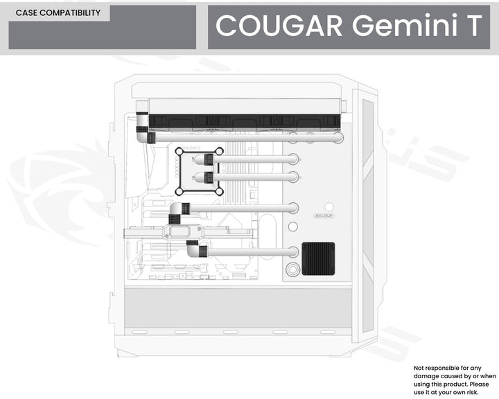 Bykski Distro Plate For COUGAR Gemini T - FROSTED PMMA w/ 5v Addressable RGB (RBW) (RGV-CG-GT-P-F)