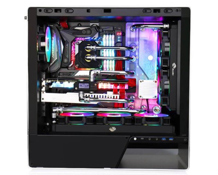 Bykski Distro Plate For InWin 905 - FROSTED PMMA w/ 5v Addressable RGB (RBW)- Pump Included (RGV-INW-905-P-F-K)