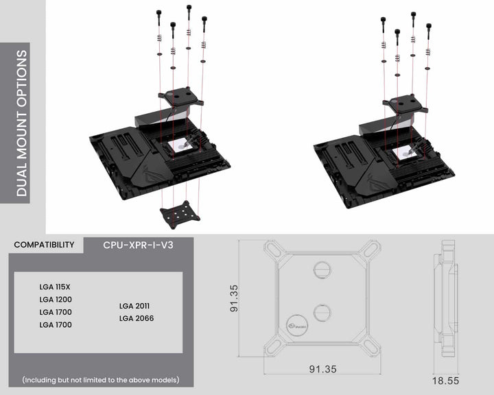 OPEN BOX:Bykski CPU-XPR-POM-I-V3 CPU Water Cooling Block - Black POM (LGA 115x/1200/1700/20xx) - Black (POM)