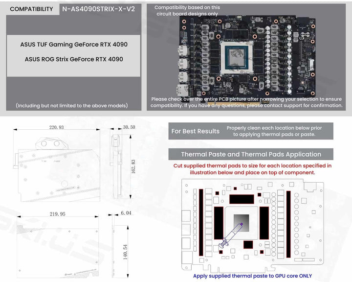 Bykski Full Coverage GPU Water Block and Backplate for ASUS ROG Strix GeForce RTX 4090 (N-AS4090STRIX-X-V2)