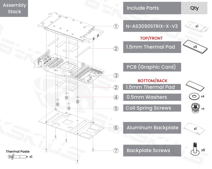 Bykski Metal/POM GPU Water Block and Backplate For ASUS GeForce RTX 3090/3080/3070Ti (N-AS3090STRIX-X-V3)