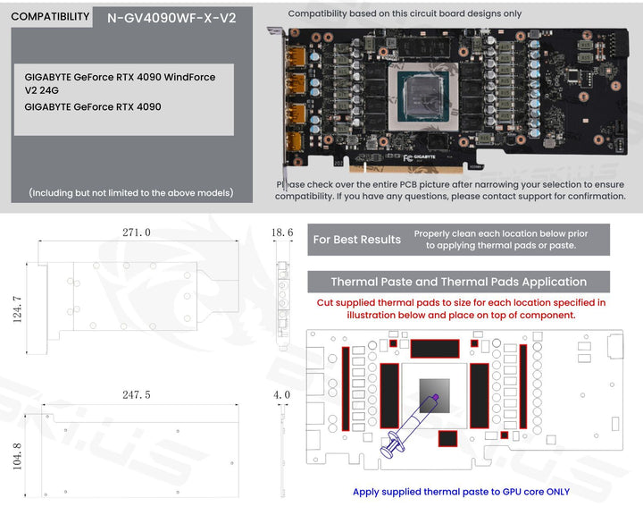 Bykski Metal/POM GPU Water Block and Backplate For GIGABYTE GeForce RTX 4090 WindForce V2 24G (N-GV4090WF-X-V2R)