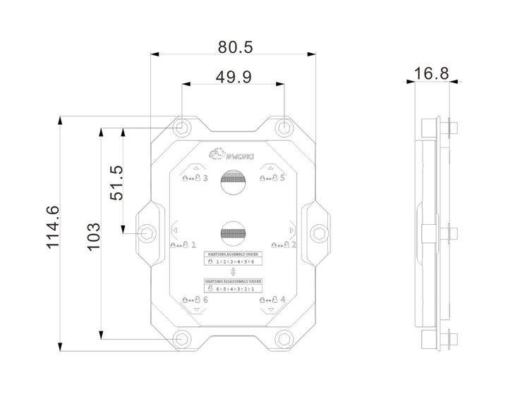 Bykski CPU-SRSP5-X AMD EPYC CPU Water Cooling Block - Full Metal - Nickel Plated - Gray (Socket SP5)