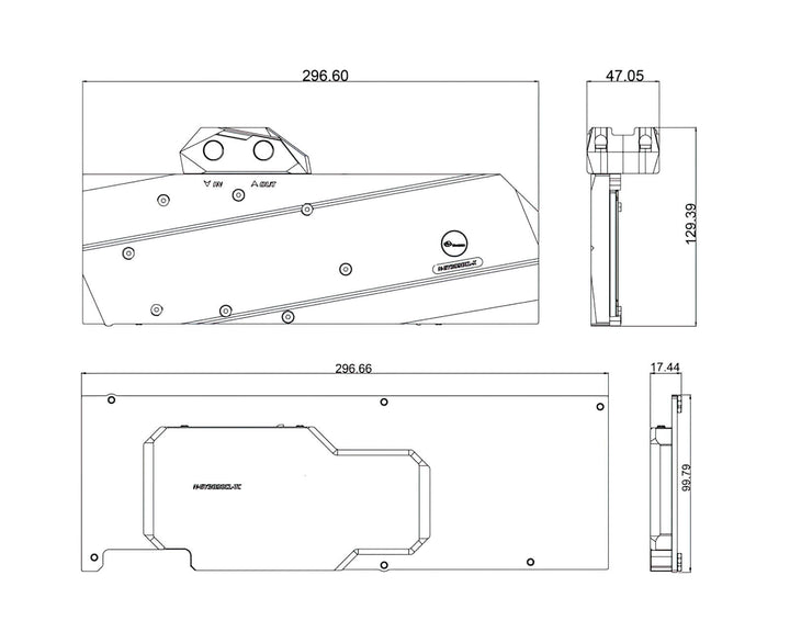 Bykski Full Coverage GPU Water Block with Integrated Active Backplate for GALAXY RTX 3090 24GB Classic (N-GY3090CL-TC)