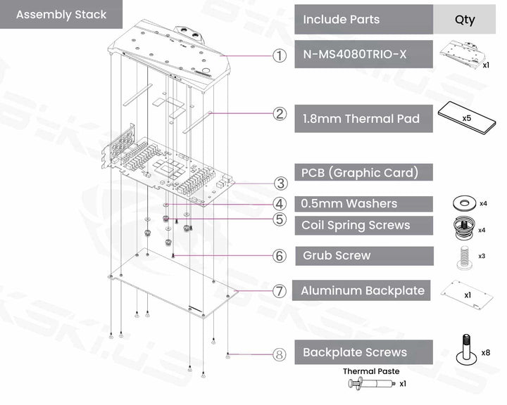 Bykski Full Coverage GPU Water Block and Backplate for MSI GeForce RTX 4080 Gaming X Trio (N-MS4080TRIO-X)