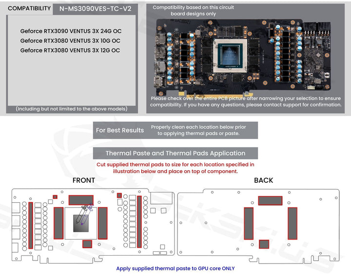 Bykski Full Coverage GPU Water Block with Integrated Backplate For MSI RTX 3090 VENTUS (N-MS3090VES-TC-V2)