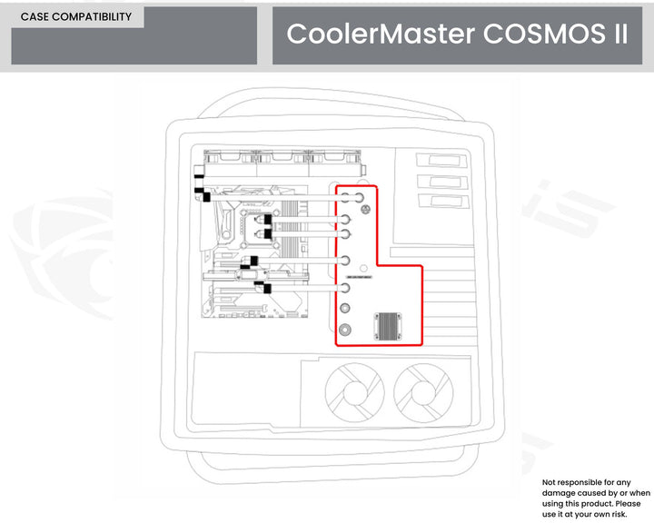 Bykski Distro Plate For Cooler Master Cosmos II - Frosted PMMA w/ 5v Addressable RGB (RBW) - Black Pump Included (RGV-CM-COS2-25TH-P-F)