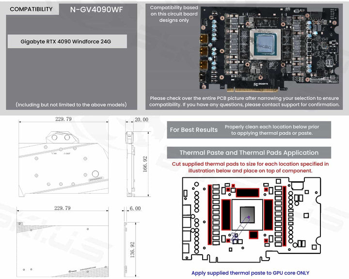 OPEN BOX:Bykski Full Coverage GPU Water Block and Backplate for Gigabyte RTX 4090 Windforce 24G (N-GV4090WF-X)