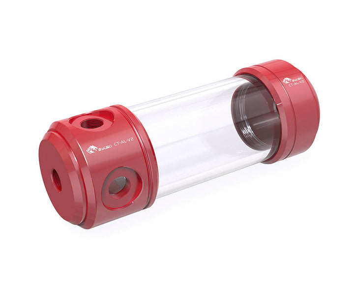 Bykski 50mm Anodized Aluminum Cylindrical Reservoir - 150mm (CT-AL-V2) - Red