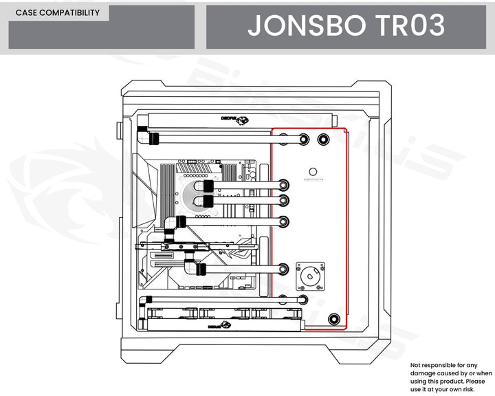 Bykski Distro Plate - Jonsbo TR03 - FROSTED PMMA w/ 5v Addressable RGB (RBW) - Pump Included (RGV-JSB-TR03-P-F-K)