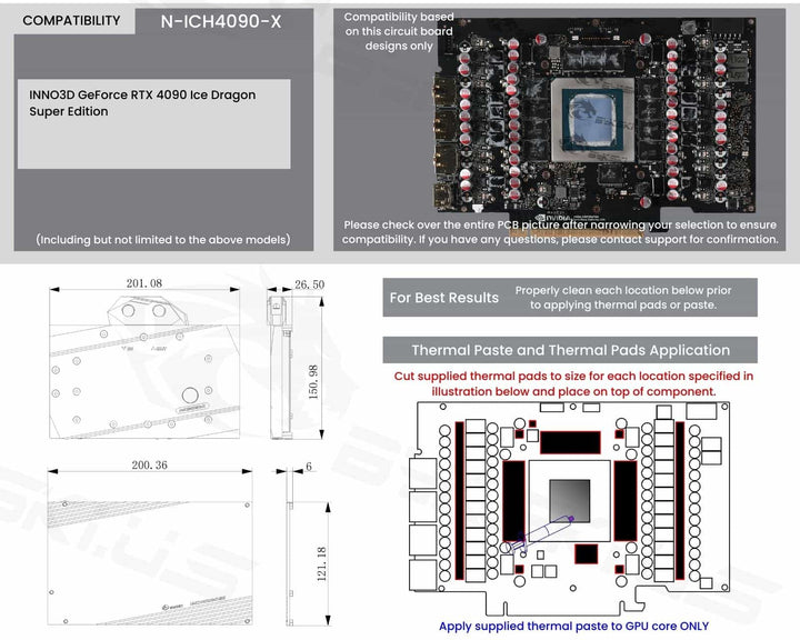 Bykski Full Coverage GPU Water Block and Backplate for INNO3D GeForce RTX 4090 Ice Dragon Super Edition (N-ICH4090-X)