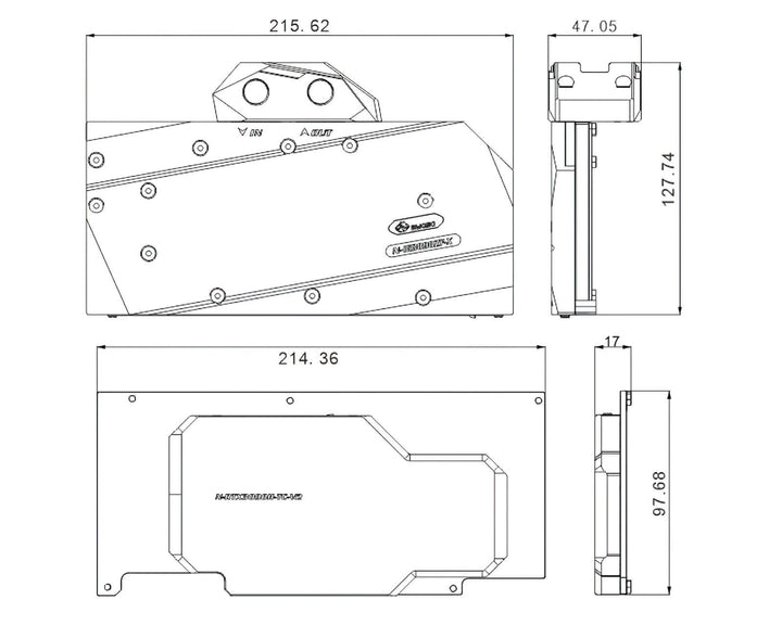 Bykski Full Coverage GPU Water Block w/ Integrated Active Backplate for Colorful iGame Battle-Axe RTX 3090 (N-IG3090ZF-TC)