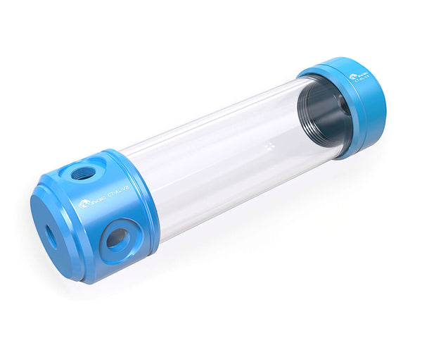 Bykski 50mm Anodized Aluminum Cylindrical Reservoir - 200mm (CT-AL-V2) - Blue