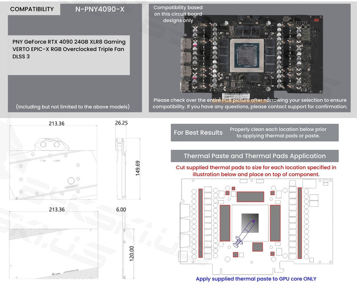 Bykski Full Coverage GPU Water Block and Backplate For PNY GeForce RTX 4090 24GB XLR8 Gaming VERTO EPIC-X RGB OC (N-PNY4090-X)