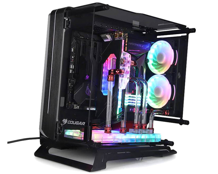 Bykski Distro Plate For Cougar Avulsion - PMMA w/ 5v Addressable RGB (RBW) (RGV-CG-AVULSION)