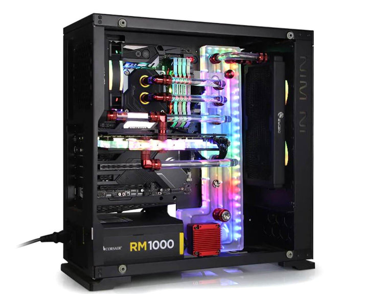 Bykski Distro Plate For InWin 805 - FROSTED PMMA w/ 5v Addressable RGB (RBW) - Pump Included (RGV-INW-805-P-F-K)