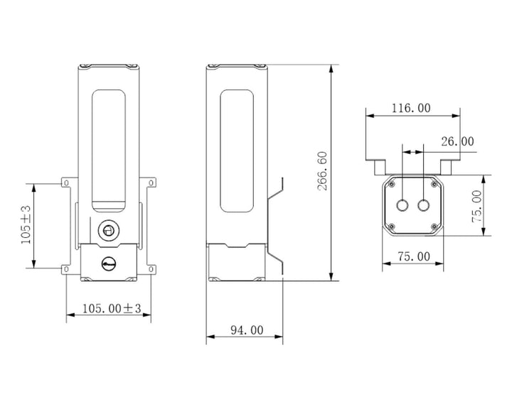 Bykski CP-S5PB-X Pump / 180mm PMMA Reservoir Combo - Black (CT-D5-180-X)