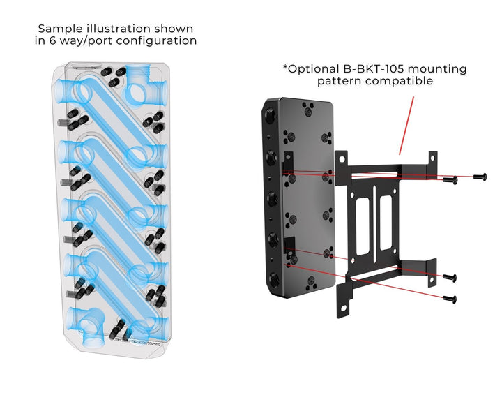 Bykski Versatile POM Fluid Distribution/Routing Block Engineered For 24-Hour Reliability (B-DP-4WAY-X)