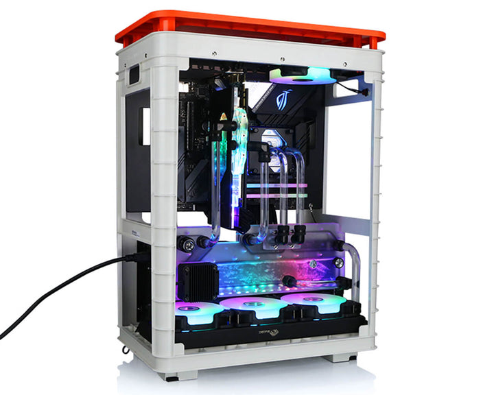 Bykski Distro Plate For InWin Alice - FROSTED PMMA w/ 5v Addressable RGB (RBW)- Pump Included (RGV-INW-Alice-P-F)