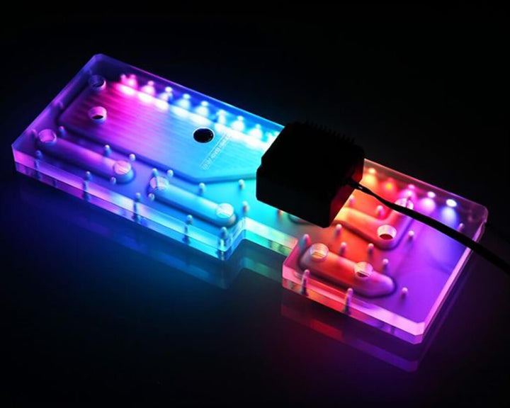 Bykski Distro Plate For InWin 905 - FROSTED PMMA w/ 5v Addressable RGB (RBW)- Pump Included (RGV-INW-905-P-F-K)