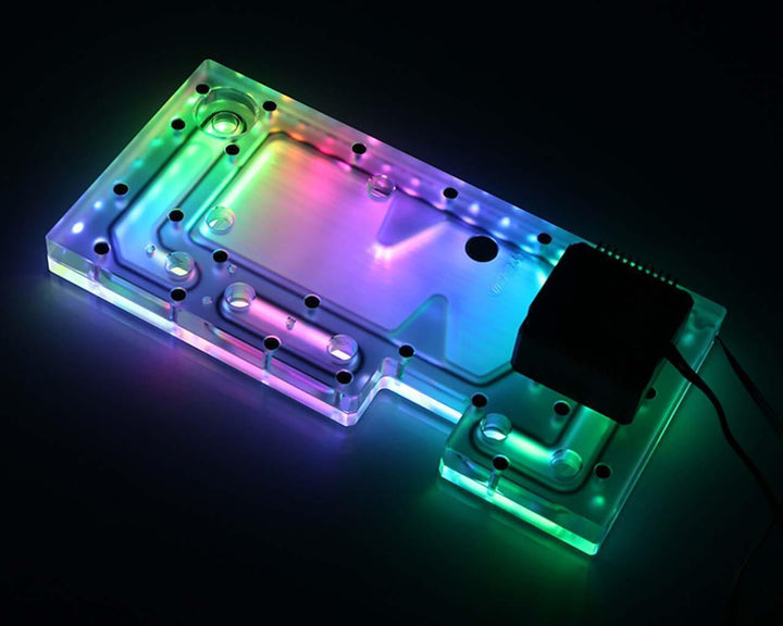 Bykski Distro Plate - ForGame - Frosted PMMA w/ 5v Addressable RGB (RBW) (RGV-FG-AM)